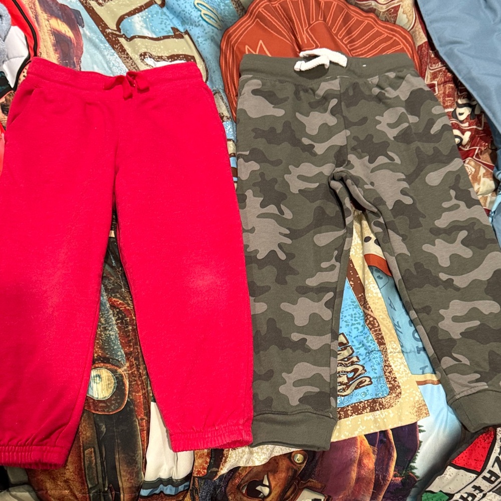 Red and Camouflage Kids Jogger Pants
